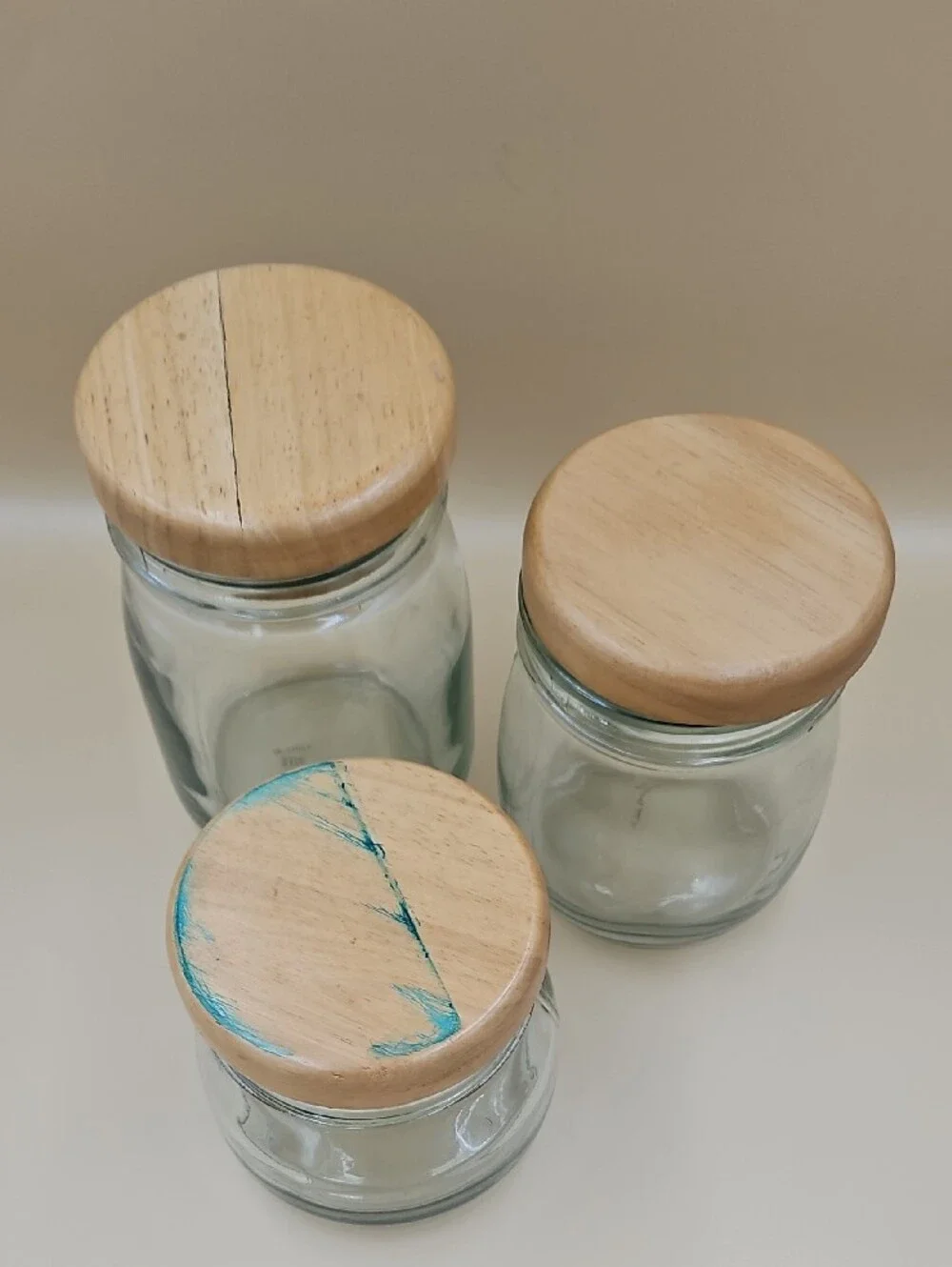 Glass Storage Jars with Wooden Lids - Clear and Natural
